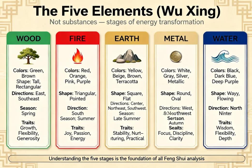 Feng Shui Five Elements & Bagua Map: Complete Guide to Wu Xing and the Eight Directions