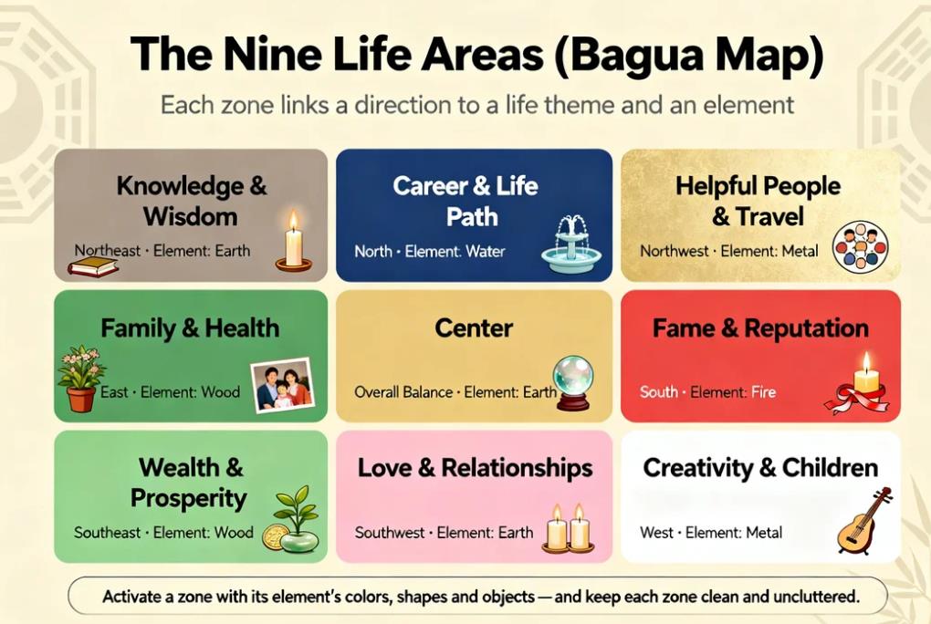 Feng Shui Five Elements & Bagua Map: Complete Guide to Wu Xing and the Eight Directions